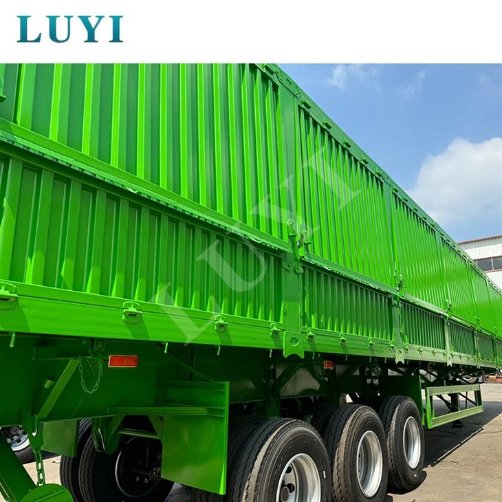 Heavy Duty 3 Axle Container Cargo Box Truck Trailer Side Tipper Trailer Large Volume Box Trailer
